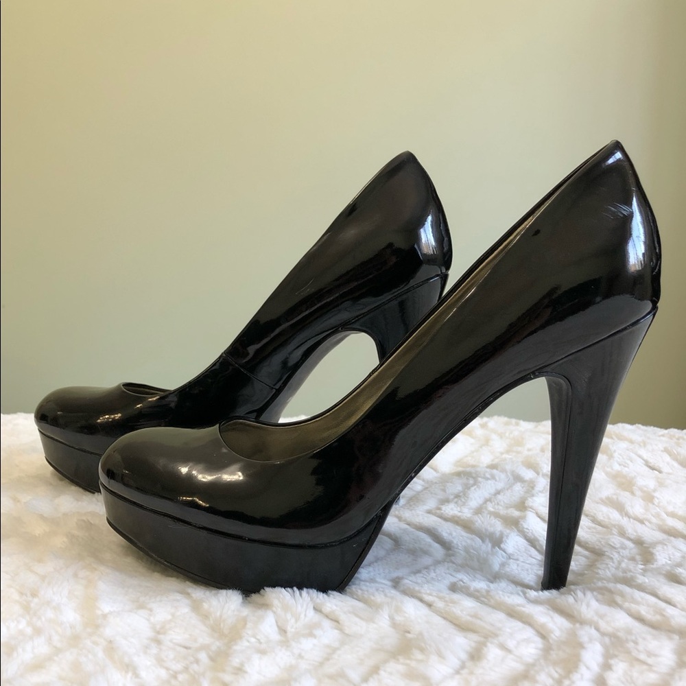 Guess Patent Black Platform Heels